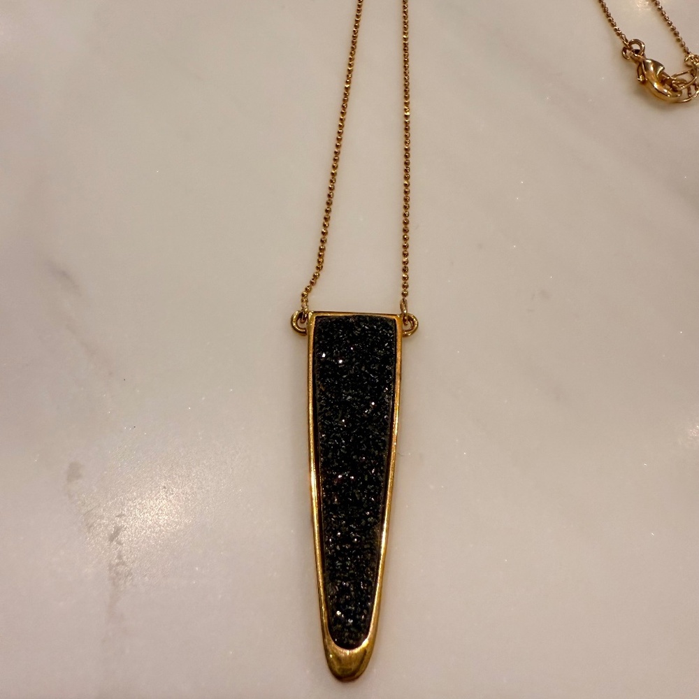 Marcia Moran Black Triangular Druzy Necklace